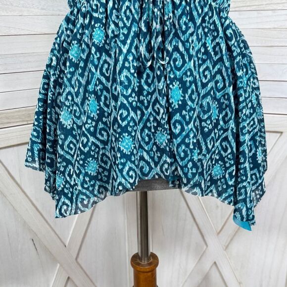 Michael Michael Kors Printed Mesh Peplum Tank Top Turquoise Blue XS - Picture 6 of 13